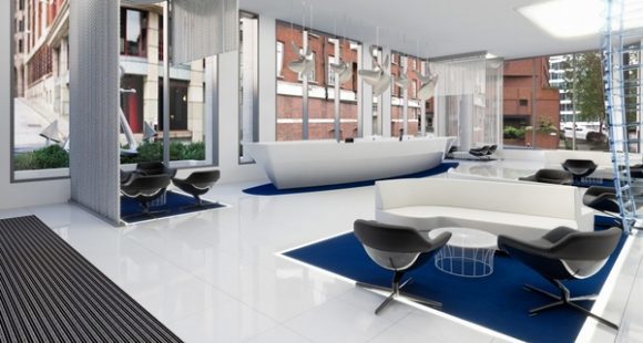 The breakout space in a boat themed office